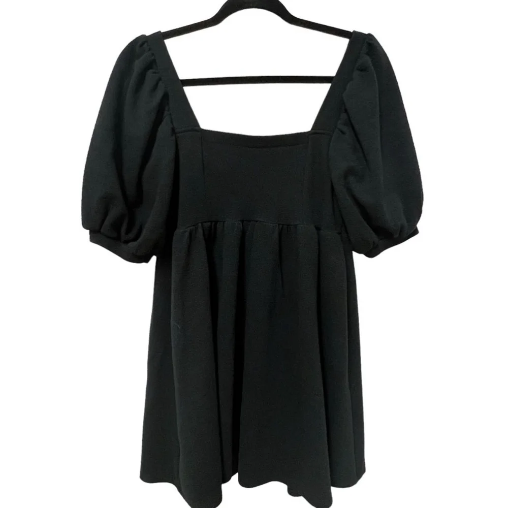Scoop Women's Black Puff Sleeve Square Neck Short Babydoll Y2K Dress Size XS 0-2 - Picture 10 of 12
